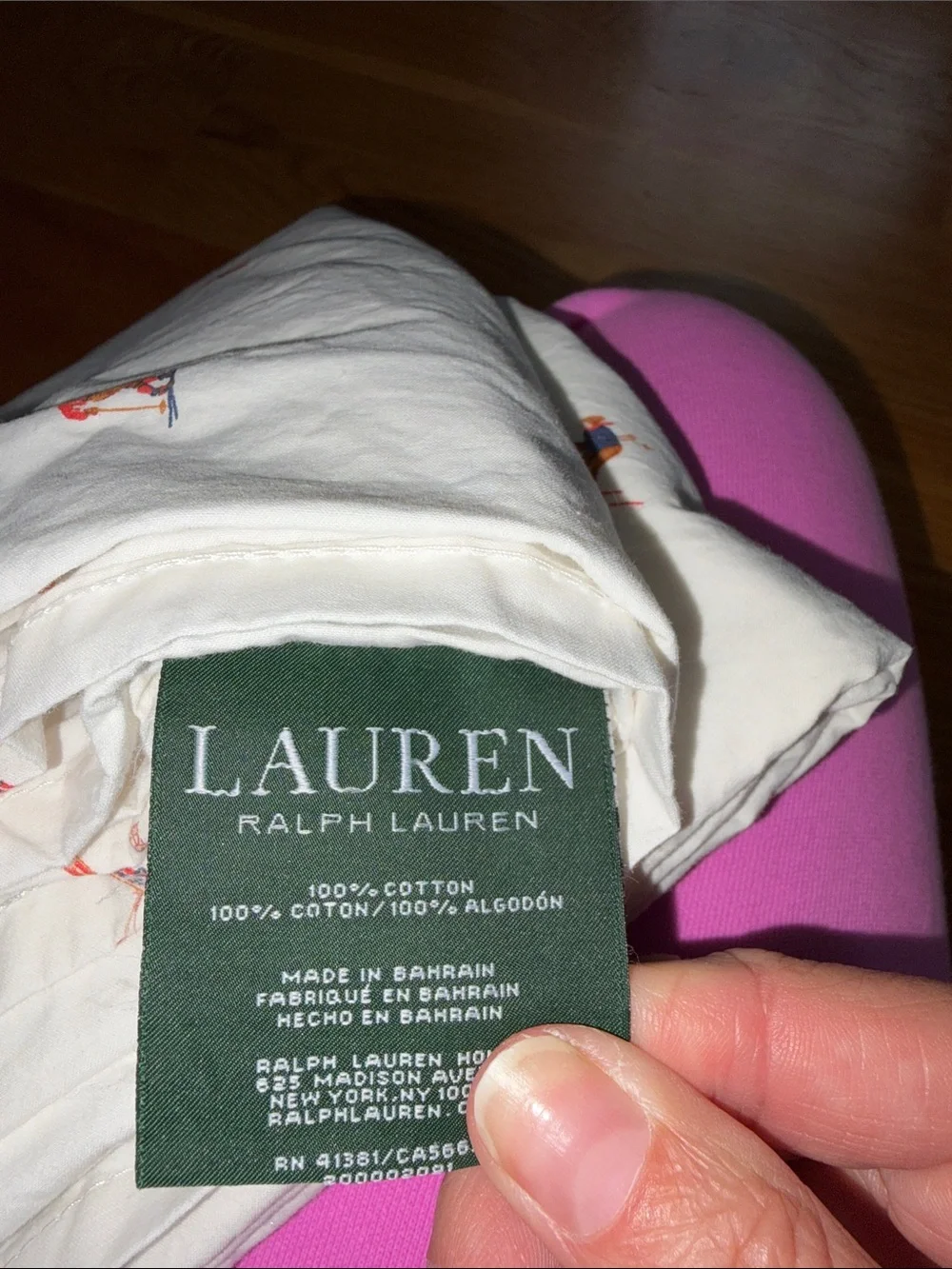 Lauren Ralph Lauren Full Size White Cotton Sheets with Red and Blue Ski Motif